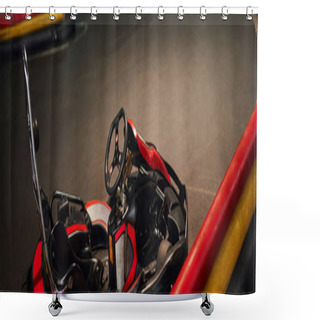 Personality  Go Kart For Racing Or Red Racing Car Inside Of Indoor Kart Circuit, Motor Race Vehicle, Banner Shower Curtains