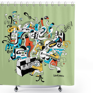 Personality  Creative Illustration Of Musician Playing On Piano - Abstract Music Concept Shower Curtains