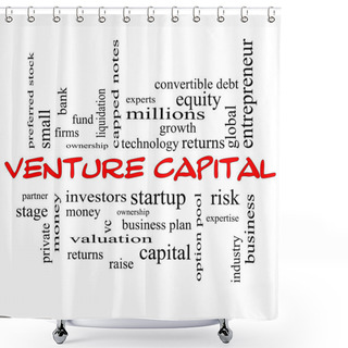 Personality  Venture Capital Word Cloud Concept In Red Caps Shower Curtains