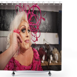 Personality  Grinning Man In Wig And Dress Shower Curtains