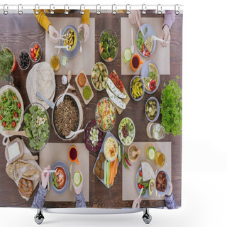 Personality  Friends Eating Vegetarian Food Shower Curtains