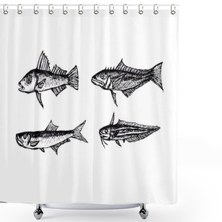 Personality  Hand Drawn Fish Vector Illustration Shower Curtains