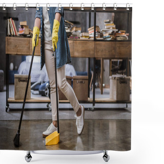 Personality  Woman Sweeping Floor  Shower Curtains