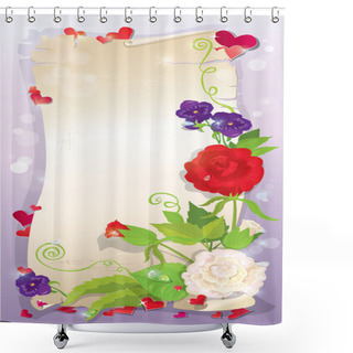 Personality  Illustration Of Love Letter With Hearts And Flowers - Rose, Dais Shower Curtains