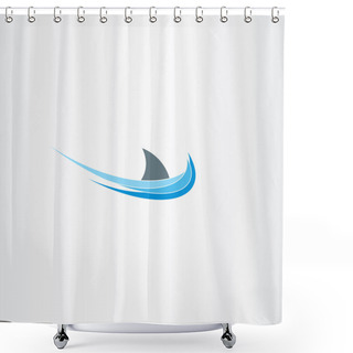 Personality  Shark Sign Sea Water Wave Icon Shower Curtains