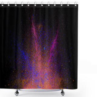 Personality  Freeze Motion Of Colorful Powder Exploding Shower Curtains