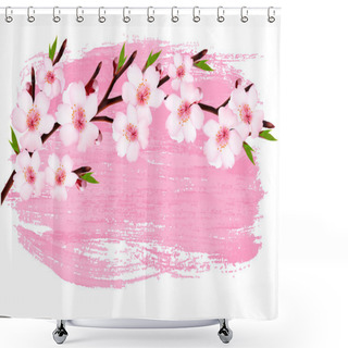 Personality  Pink Paint Sakura Branch Banner. Vector.  Shower Curtains