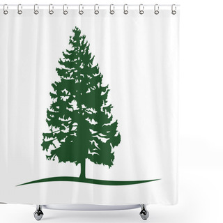 Personality  Pine Logo, Pine Tree Logo Vector Shower Curtains