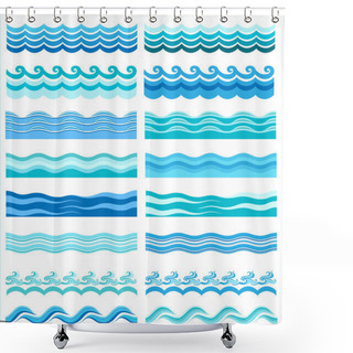 Personality  Set - Seamless Sea Waves Shower Curtains