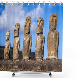 Personality  Moais Statues, Ahu Tongariki, Easter Island Shower Curtains