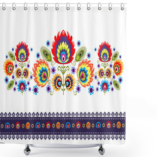 Personality  Folk Pattern With Flowers Shower Curtains