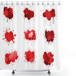 Personality  Red Ink Blobs Shower Curtains