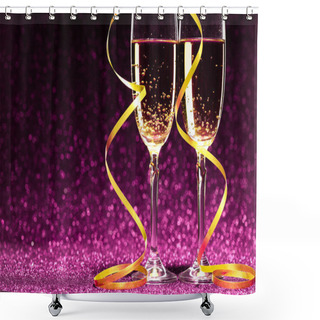 Personality  Pair Glass Of Champagne Shower Curtains