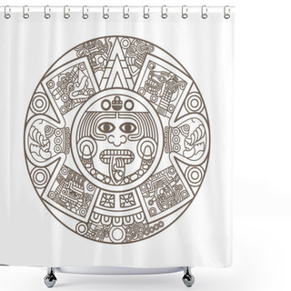 Personality  Stylized Aztec Calendar Shower Curtains