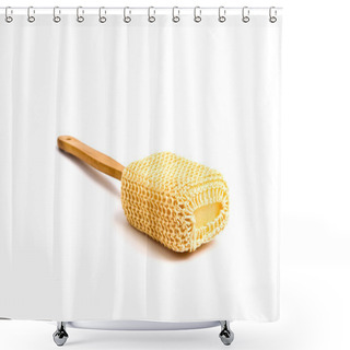 Personality  Loofah Long Handled Back Brush On White Back Ground Shower Curtains