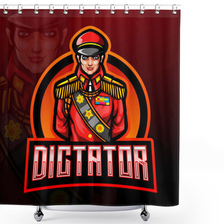 Personality  Dictator Esport Mascot Logo Design Shower Curtains