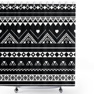 Personality  Aztec Seamless Pattern, Tribal Black And White Background Shower Curtains