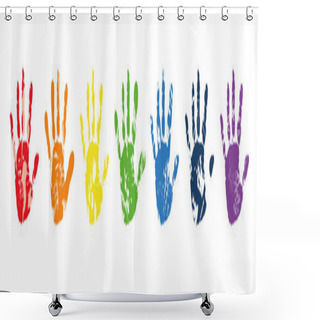Personality  Row Of Rainbow Colored Palm Prints Shower Curtains