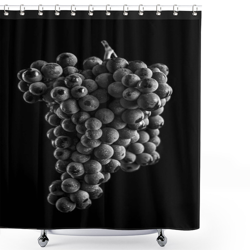 Personality  Berries Of Dark Bunch Of Grape With Water Drops In Low Light Iso Shower Curtains