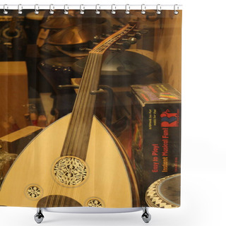 Personality  Discover The Rich Tapestry Of Greek Culture Through Traditional Instruments Like The Bouzouki, Lyre, And Tzouras, Each Resonating With The Soulful Melodies And Vibrant Rhythms Of Greece's Musical Heritage. Shower Curtains