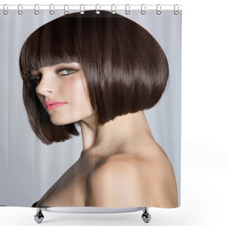 Personality  Woman With Short Brown Hair Shower Curtains