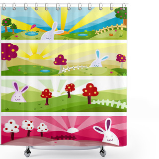 Personality  Nature Rabbit Banners Shower Curtains