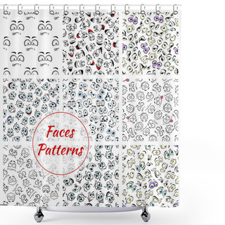 Personality  Cartoon Faces Seamless Pattern Background Shower Curtains