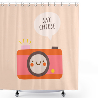 Personality  Funny Pink Camera Icon Shower Curtains