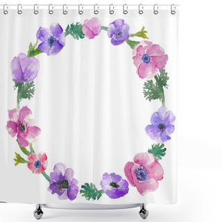 Personality  Watercolor Anemones Wreath. Floral Wreath. Watercolor Wreath Shower Curtains
