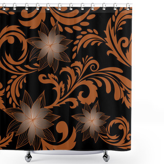 Personality  Brown Seamless Background With Flowers Shower Curtains