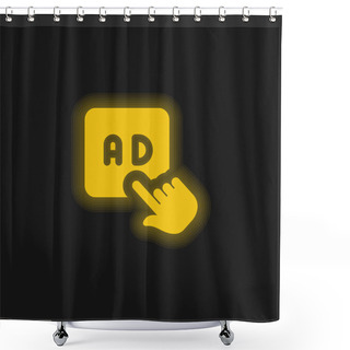 Personality  Ads Yellow Glowing Neon Icon Shower Curtains