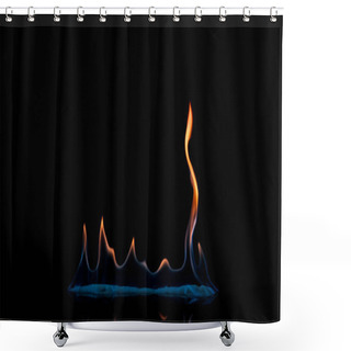 Personality  Close Up View Of Small Burning Orange And Blue Flame On Black Background Shower Curtains