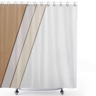 Personality  Abstract Background Concept With Pattern Of Earth Tones Colour Paper, Layers Of Blank Brown Paper And White, Cream Colour, Beige Colour Background. Shower Curtains
