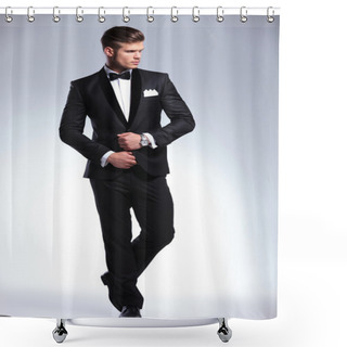 Personality  Full Body Of A Business Man Looking Away Shower Curtains