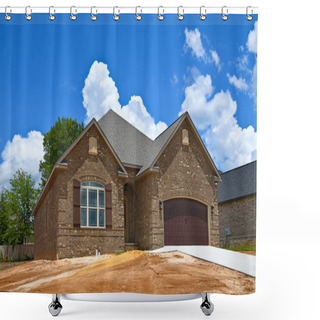 Personality  A New Brick House In A Subdivision For Sale Shower Curtains