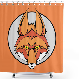 Personality  Vector Illustration Of A Fox Head Snapping Set Inside Circle. Shower Curtains