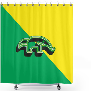 Personality  Anteater Green And Yellow Modern 3d Vector Icon Logo Shower Curtains