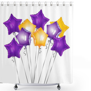 Personality  Bunch Of Star Shape Balloons Vector Illustration Of Glittering Airballs Shower Curtains