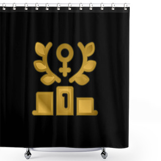 Personality  Achievement Gold Plated Metalic Icon Or Logo Vector Shower Curtains