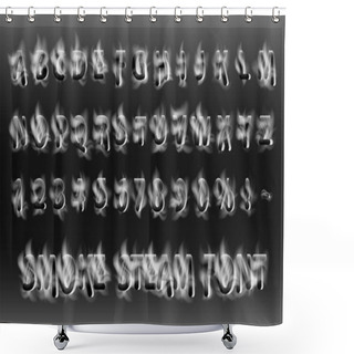 Personality  Smoke Font. Smoky Letters And Numbers. Alphabet. Smoke Steam Vector Font. Shower Curtains