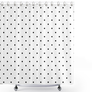 Personality  Seamless Classic Vector Pattern With Black Polka Dots On White Background. Shower Curtains