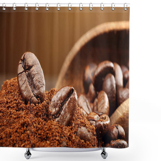 Personality  Coffee Beans Macro On A Brown Background Shower Curtains
