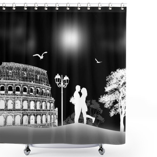 Personality  Couple Silhouette In Rome Shower Curtains