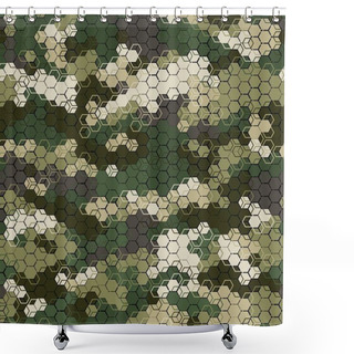 Personality  Texture Military Camouflage Seamless Pattern. Abstract Army Vector Illustration Shower Curtains