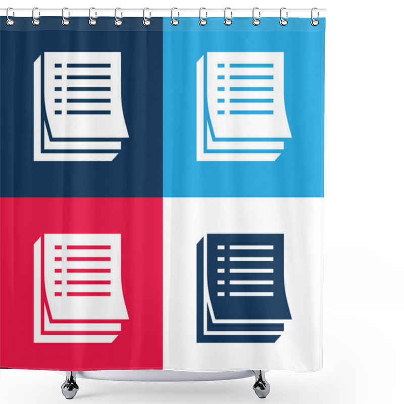 Personality  Agenda Blue And Red Four Color Minimal Icon Set Shower Curtains