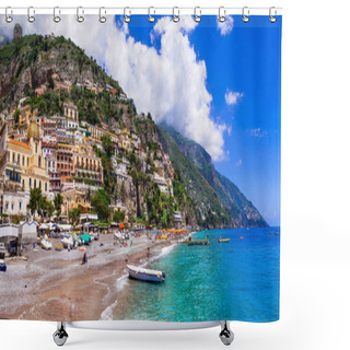 Personality  Italian Holidays - Beautiful Beach Of Positano - Scenic Amalfi Coast. Shower Curtains