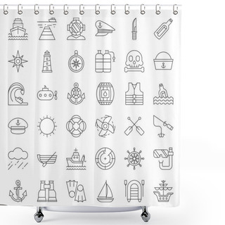 Personality  Nautical And Sailor, Outline Icon Set Shower Curtains
