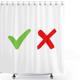 Personality  Check Mark Icon And Cross Sign Shower Curtains