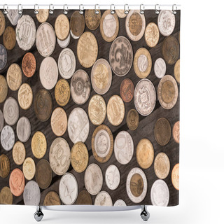 Personality  Collection Of Different Coins  Shower Curtains