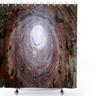 Personality  View From Inside The Old Brick Industrial Pipes Shower Curtains